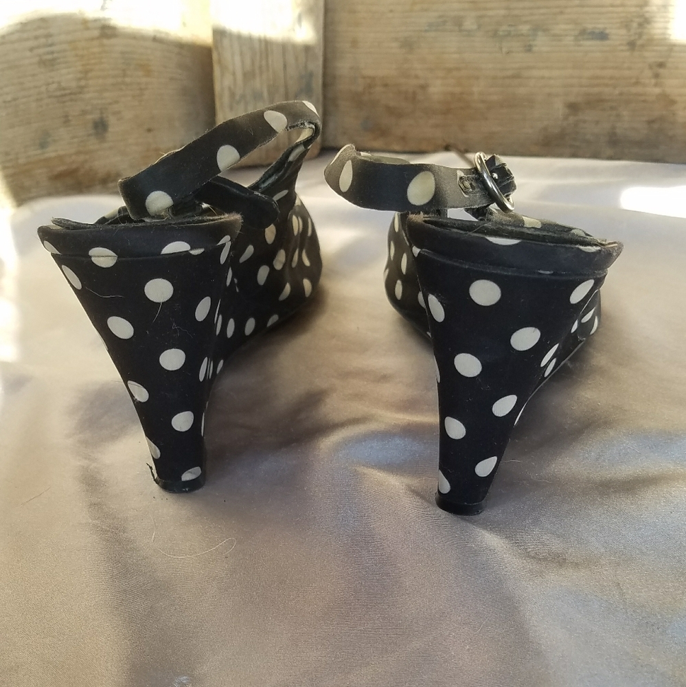 Polka Dot heels sz 9 cute retro - Picture 2 of 4